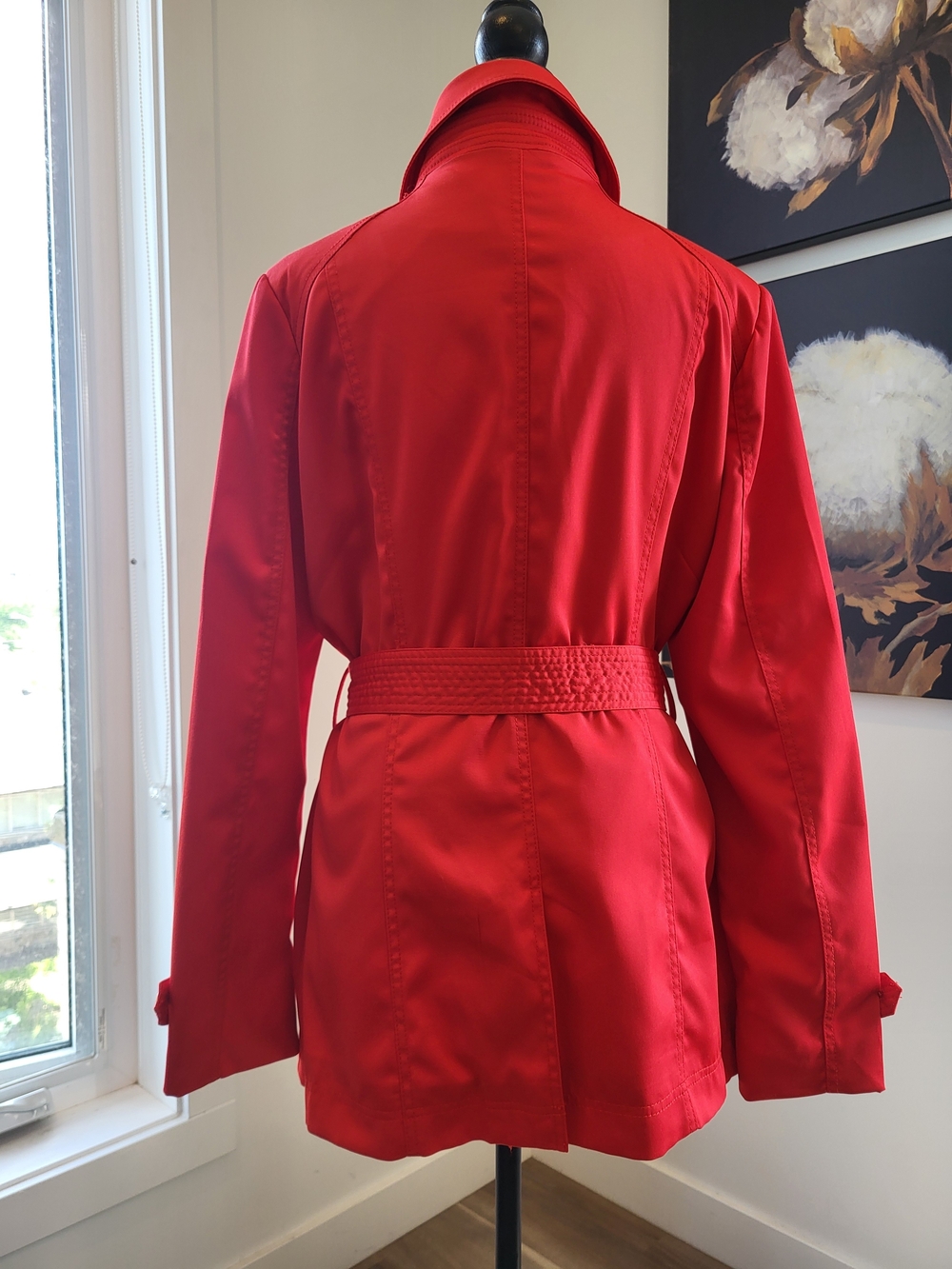 ❤️ le château Classic Red Trench Coat with Belt - Picture 5 of 13